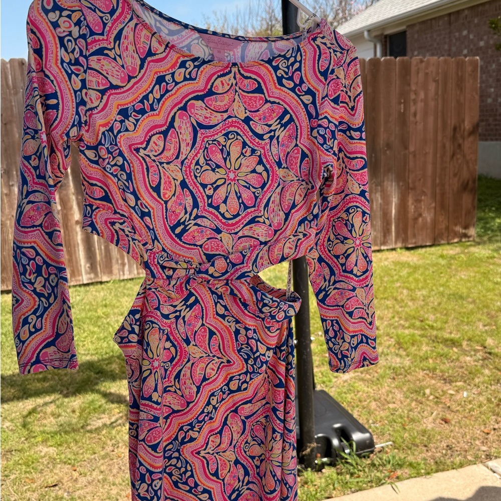 Lilly Pulitzer Pink and Blue Patterned Dress XS